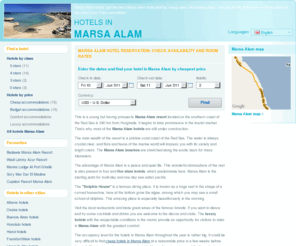 marsa-alam-hotels.net: marsa-alam-hotels.net — Marsa Alam Hotels, Marsa Alam Apartments, Accommodation in Marsa Alam
Online booking for hotels in Marsa Alam, Egypt. Good availability and great rates. Cheap and secure, pay at the hotel, no booking fees.