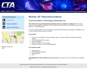 telephoneequipmentsystemswichita.com: Telecommunications | Telecommunications services Wichita, KS - CTA Inc (Communications Technology Associates Inc)
Communications Technology Associates Inc is a company that provides telecommunications services in the area of Wichita, KS. Call 316-267-5016.