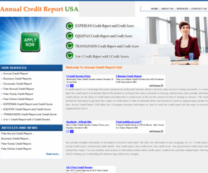 annualcreditreport-usa.com: Annual Credit Report- Free 3 in 1 Report and Credit Score- Annualcreditreport-usa.com
Annual Credit Report- Annualcreditreport US helps you to access your free annual credit report, Transunion credit report and score, free credit score Equifax, Experian credit report, free yearly report and receive your credit reports online whether its good or bad credit.