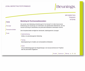 beunings-lmp.com: Beunings - Legal Marketing Performance
Leistungsangebot und  Kompetenzfelder des praxisbezogenen Marketing