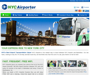 nycairporter.com: NYC Airporter | Express Service Between NYC and JFK and LGA Airports
NYC Airporter offers express service to Manhattan every 30 minutes from JFK and LaGuardia airports.  Low fares from $12.75 give NYC travelers their best value for traveling between New York City and JFK and LaGuardia airports.