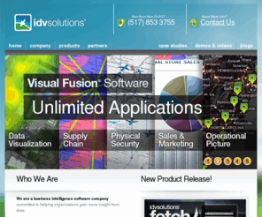 visualfusion.com: IDV Solutions
IDV Solutions is dedicated to helping our customers extract maximum value from their enterprise data sets. We specialize in geography-based interactive data visualization and the visual display of information in the form of web tools and custom web solutions that enable companies to visually render, analyze and manipulate data using intuitive maps and graphics.