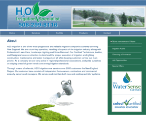 h2o-irrigation.com: H2O Irrigation
H2O Irrigation is specialized in responsible watering care of landscapes. Our office is located in Kingston, Massachusetts, and service residential homes, commercial sites, golf courses and municipalities in Southeastern Massachusetts