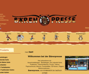 baerenpresse.net: Bärenpresse Bastelbogen, Papiermodelle und alles, was aus Papier ist und Spaß macht!
Hier präsentieren wir: Ausschneide- und Bastelbogen, Die Lebende Karte, Postkarten / Geschenkkarten, Puzzle, Tattoos, Papierschmuck, Memos, Fensterbilder, ...Baerenpresse, von kinderleicht bis teuflisch schwer