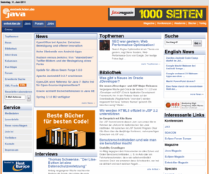 eurojava.biz: Java - News, Topthemen, Interviews und Buchtipps
Die Java Zone von Entwickler.de bietet täglich aktuelle News, Top-Stories, Experten-Interviews sowie Bücher zum Thema Java Entwicklung.