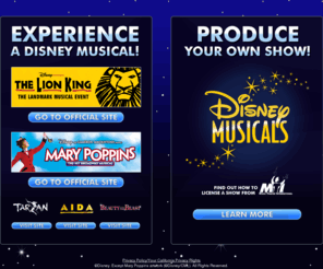 performdisney.com: Disney Musicals
The online home for Disney stage Musicals that you can license to perform in your School or Theatre