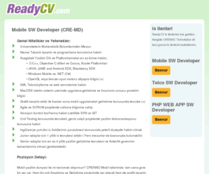 readycv.com: Mobile SW Developer (CRE-MD) CRENNO Teknoloji
ReadyCV: CV for everybody!