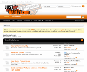 justharley.com: Harley Davidson Forum | Harley Forums | HD Sportster Softail Dyna V-Rod Road King Touring
This is a discussion forum for all Harley Davidson motorcycles.