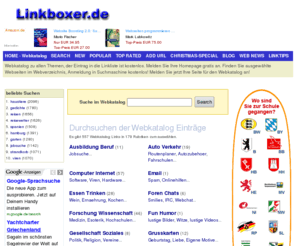 linkboxer.de: Linkboxer.de - Webkatalog Linkliste Webverzeichnis Eintrag kostenlos
Webkatalog zu allen Themen, der Eintrag in die Linkliste ist kostenlos. Melden Sie Ihre Homepage gratis an. Finden Sie ausgewählte Webseiten im Webverzeichnis, Anmeldung in Suchmaschine kostenlos!