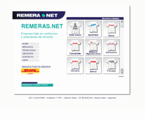 remeras.net: REMERAS.NET | Remeras de Merchandising, Remeras Impresas, Remeras Publicitarias 
Estampado de remeras con su marca, empresas, eventos, publicidad. Confeccion, diseño, produccion, serigrafia, impresion remeras impresas, remeras lisas. Argentina. 