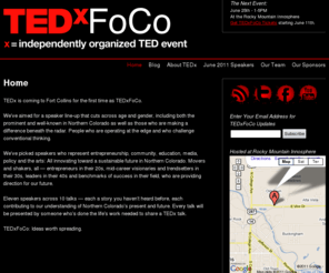tedxfoco.com: TEDxFoCo | Fort Collins' Independently Organized TEDx Event | TEDxFoCo
TEDxFoCo | Fort Collins' Independently Organized TEDx Event