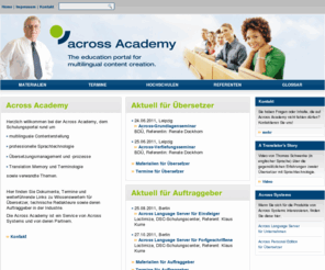 across-university.net: Across Academy - The education portal for multilingual content creation
Across Schulungsportal rund um multilinguale Contenterstellung, Sprachtechnologie, Übersetzungsmanagement