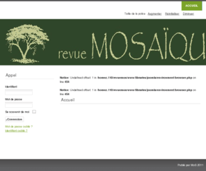revue-mosaique.com: revue-MOSAÏQUE.com
Bienvenue sur le site de la revue Mosaïque.