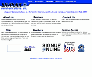 duluth.org: SkyPoint Communications - Internet Service Provider - ISP - Minnesota
SkyPoint Communications is a full service Internet Service Provider, Located in the Twin Cities.