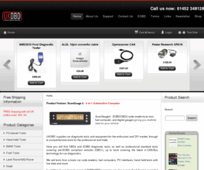 ukobd.co.uk: Car Diagnostic Tools: EOBD, OBD2 and pre-OBD tools for the DIY and Professional Market
Car diagnostic tools for the DIY and enthusiast market.  EOBD, OBD2 and pre-OBD tools - both PC based and hand-held.