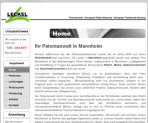 leckel.com: Ihr Patentanwalt in Mannheim
LECKEL - Patentanwaltskanzlei, Mannheim: Patent, Marke, Gebrauchsmuster, Geschmacksmuster, Lizenzen