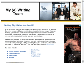 myewritingteam.info: Myewritingteam
Business, professional and government writing, online writing classes and more!