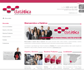 datatica.es: Datática - Sistemas Tecnológicos Aplicados
Datática, SL. Aplicación de sistemas tecnológicos orientada a alcanzar mejoras en los procesos de negocio mediante el incremento de la productividad.