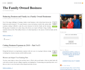 thefamilyownedbusiness.com: The Family Owned Business — by Generational Equity
The Family Owned Business is an informational site goaled at providing family business owners with information pertinent to exit planning and selling their business.  The site is sponsored by Generational Equity.