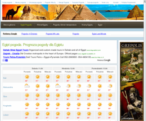 egiptpogoda.pl: Egipt pogoda. Prognoza pogody w Egipcie
Pogoda Egipt. Długoterminowa prognoza pogody i klimat w Egipcie. Prognoza pogody na dzisiaj i na jutro.  Sprawdź temperatura powietrza , ciśnienie, klimat. Egipt - aktualne informacje meteorologiczne.