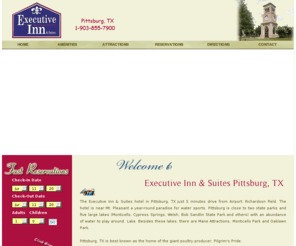 executiveinnpittsburgtx.com: Hotel in Pittsburg Texas, Hotels in Pittsburg TX.
Executive Inn & Suites Pittsburg TX  - Welcome to Hotel in Pittsburg Texas just 5 minutes drive from Airport Pittsburg, Richardson Field and Mt. Pleasant. Book your room at Hotel in Pittsburg TX for comfortable stay on your visit to Pittsburg city from www.executiveinnpittsburgtx.com.