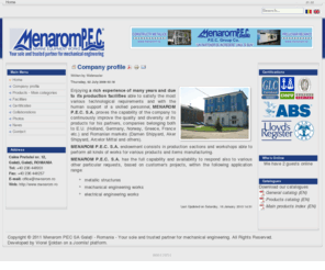 menarom.com: Index - Menarom PEC SA Galaţi - ROMANIA
Romanian producer of mechanical equipment for various industrial processes, metal machining, engineering works, steel structures, naval machinery, electrical control stations, switchboards, industrial electromagnets, cable trays located in Galati, Romania