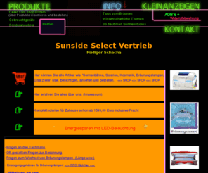 sunside.de: sunside.de - Solarien, Solarium, Sonnenbank, Ergoline, Bräunungsgeräte Braeunugsroehren, SOLTRON, Hapro
Alles um die Sonnenbank, Solarien, Solarium und Ergoline, Hapro, Onlineshop, Bräunungslampen, Kleinanzeigenmarkt für Bräunungsgeräte, Braeunen und Gesundheit