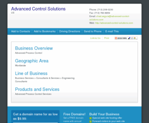 advanced-control-solutions.com: Domain Names, Web Hosting and Online Marketing Services | Network Solutions
Find domain names, web hosting and online marketing for your website -- all in one place. Network Solutions helps businesses get online and grow online with domain name registration, web hosting and innovative online marketing services.