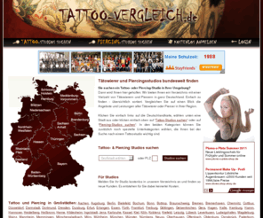 tattoo-vergleich.de: Tätowierer und  Piercer einfach finden
Finden Sie einfach ein Tattoostudio oder Piercingstudio in Ihrer Nähe. Qualitfizierte Tätowierer und Piercer im Vergleich.