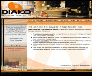 crownalliance.com: Dental Office Construction, Dental Office Design, Diako Construction, Healthcare Office Construction,Healthcare Office Design,Healthcare Start-ups, Remodels, Relocations, Expansions
Diako Construction provides reliable total construction solutions to dental offices and ambulatory care centers.