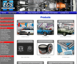 ecsauto.net: ECS Automotive Concepts - Home
ECS Automotive Concepts, factory EXACT classic muscle car decals and stickers.