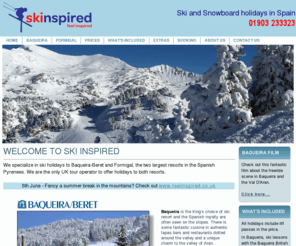 skinspired.co.uk: Ski holidays in Spain | Ski Holidays in Baqueira and Formigal | Ski Inspired
Ski holidays to Baqueira-Beret and Formigal, the 2 largest ski resorts in Spain. Ski holidays with lift passes, ski lessons and hire equipment included.