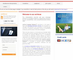 universelanguage.com: Simultaneous Interpretation & Translation Services, Interpreting Equipment, Conference Interpreter
uniVerse Language Solutions specializes in a full range of simultaneous interpretation and translation services. We also offer interpreting equipment for sale or rent. Call us at 1-888-731-7609.