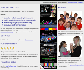 littlecomposers.com: Little Composers Vancouver Piano Guitar Virtual Lessons Software
Little Composers offers a unique Europen learning method for children of age four and up.