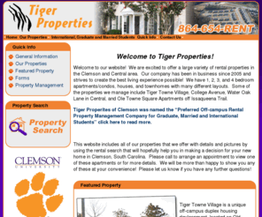 tigertownvillage.com: Tiger Properties - Tiger Towne Village - Clemson Rentals >  Home
Tiger Properties, your source for Clemson, SC and Clemson University rental properties. 