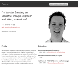 wouterernsting.com: Wouter Ernsting - Resumé
Wouter Ernsting’s card