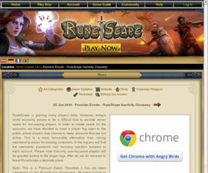 runescape-giveaway.com: RuneScape - News - RuneScape Inactivity Giveaway 
Play RuneScape for free, and join a global community of millions as you complete quests and win enormous treasures in a 3D world full of magic and monsters.