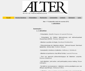 revue-alter.org: Revue Alter
Alter, revue de phénoménologie fondée en 1993. Un numéro par an.