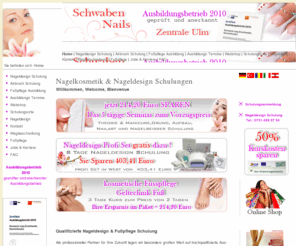 schwabennails.de: Nageldesign Ausbildung Nageldesign Schulung Nagelkosmetik & Nageldesign Schulungen Home
Schule für Nageldesign Ausbildung und Nageldesign Schulung. Schulung zur Nageldesign und Fusspflege Schulung. Nageldesign Schulung professionelle Nagelkosmetik, Vertrieb von Nagelkosmetik Produkten . Nagelbeisser Schulung , Nail Art Schulung