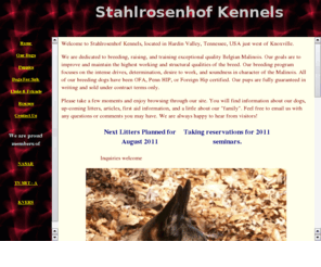 stahlrosenhof.com: Stahlrosenhof Kennels
Stahlrosenhof Kennels is dedicated to breeding and raising exceptional quality Belgian Malinois.