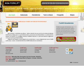 nisaforklift.com: Nisa forklift , Sakarya forklift  , Düzce forklift , forklift  bakım , forklift  tamir , forklift servisi - Hendek / SAKARYA
Sakarya adapazari , düzce ili genelin de folklift tamir, bakım , yedek parça, hizmetlerini folklift servisimiz de sizlere sunmaktayız.