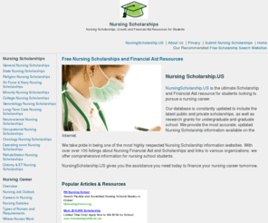 nursingscholarship.us: Nursing Scholarships
NursingScholarship.US provides Free Nursing Scholarships, Grants and Financial Aid Resources for Students.