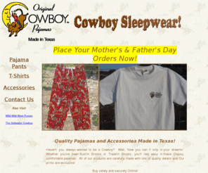 cowboypajamas.com: Cowboy Pajamas
High quality exclusive Cowboy and Horse print pajamas for men and women. 