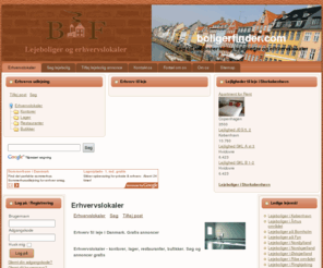 boligerfinder.com: erhvervslokaler-lejeboliger-søg, annoncer lejligheder og erhverv
Bolig og erhvervs udlejing. Søg ledige lejligheder og erhvervslejemål eller annoncer GRATIS lejeboliger og erhvervslokaler fra hele Danmark.