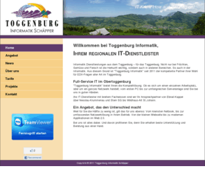 toggenburg-informatik.ch: Toggenburg Informatik; PC Reparatur, Server/Netzwerk, Webdesign & Support: Home
Informatik Dienstleistungen aus dem Toggenburg – für das Toggenburg.