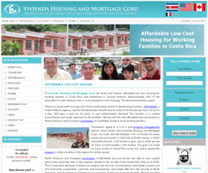 viviendahousing.com: Vivienda Housing and Mortgage Corp.
Vivienda Housing and Mortgage Corp. builds affordable low cost housing 

  for working families in Costa Rica.