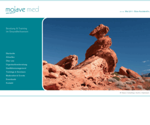 mojave-med.com: Mojave Med > Index
Wir bieten Beratung und Training für Organisationen im Gesundheitswesen. Hierzu zählen Qualitätsmanagement für Arztpraxen und MVZ sowie Trainings und Seminare für Ärzte und Arzthelferinnen.