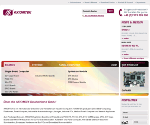 medical-panel-computers-human-machine-interface.com: Embedded Computing Plattform, Panel Computer, Industrie PC – Axiomtek Deutschland GmbH
Die Firma AXIOMTEK ist Hersteller von Embedded Computing Plattformen, Panel Computern, industriellen Automatisierungslösungen, Industrie PCs, Medial Panel Computern, Network Aplliances und Storage Produkten.