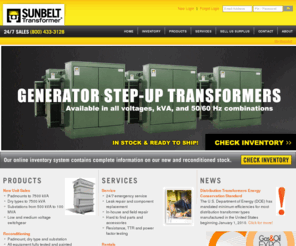 substation.com: SBT - New and remanufactured transformers for industrial and commercial clients
Transformers: 24 hours. On-line quotes and inventory search. Large inventory. Fast lead times.  New, Remanufactured, Repair, Field Service and Emergency Rental. 9 U.S. locations.