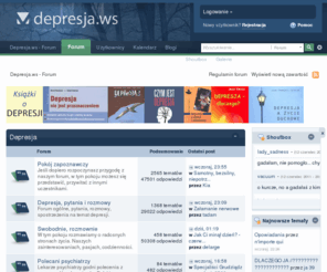 depresja.ws: Depresja.ws - Forum
Największe i najlepsze ; ) forum dyskusyjne o depresji. Depresja - pytania i rozmowy, polecani psychiatrzy, depresja poporodowa. Dołącz do nas!